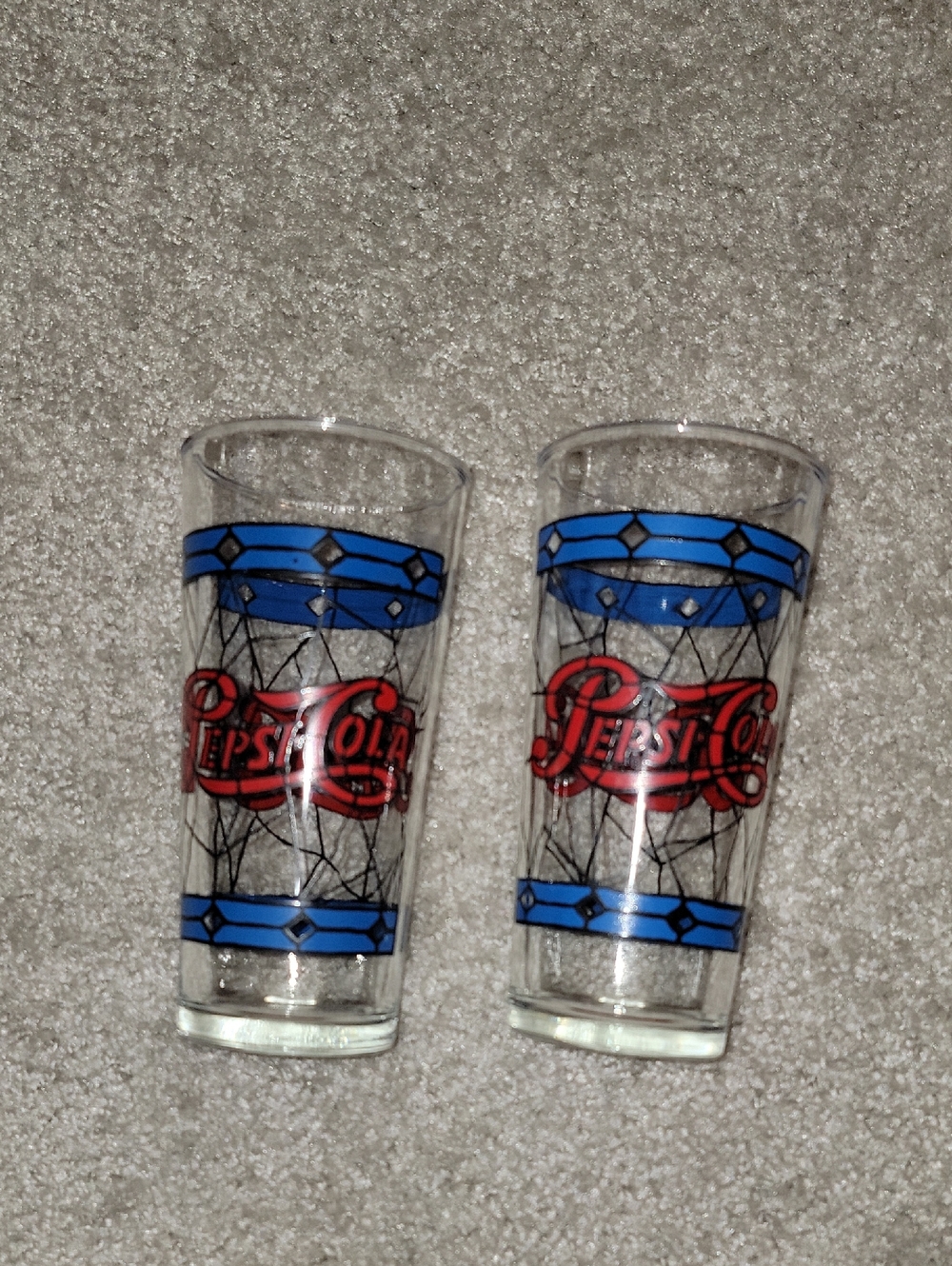 Vintage Pepsi-Cola Tiffany Style Glasses - Set Of 2